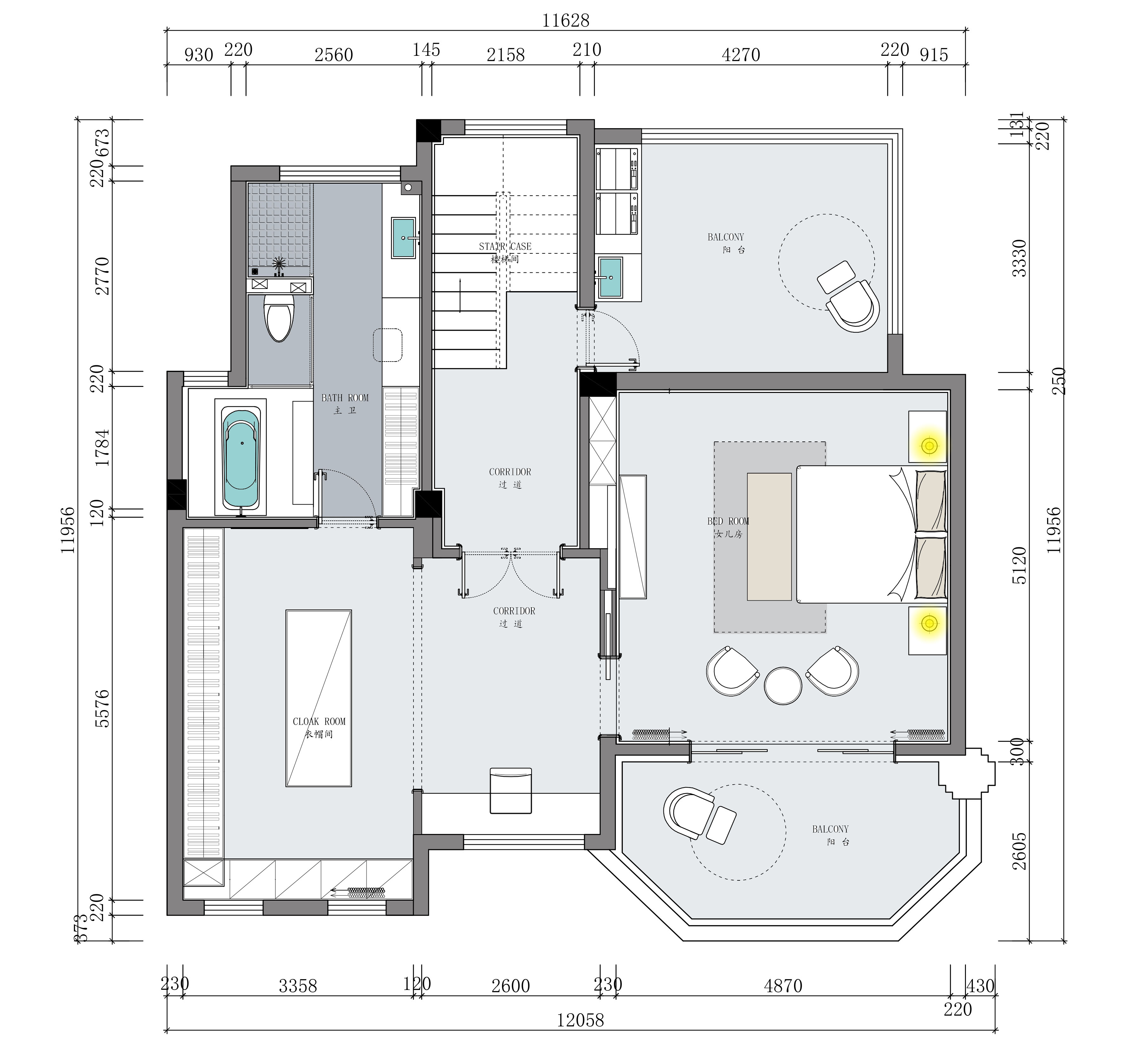 武汉公园壹号 390m2 美式轻奢豪宅设计-15