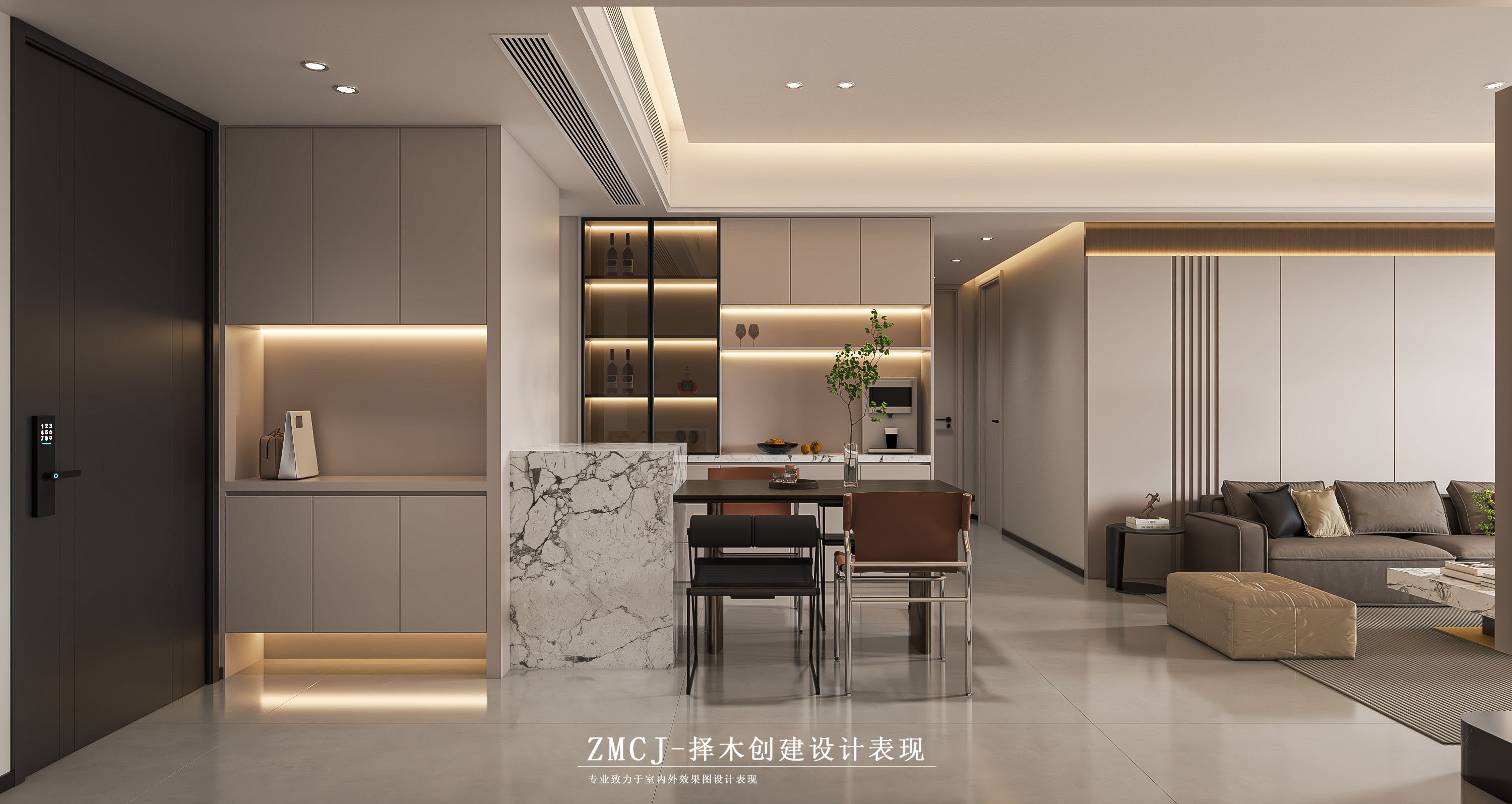 现代客餐厅厨房—择木创建新晨效果图-2