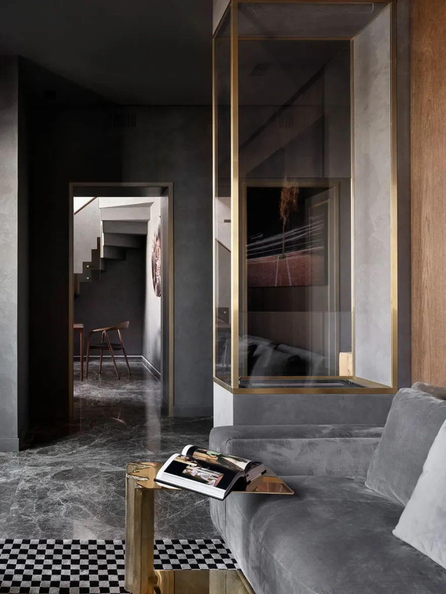 对比鲜明的带螺旋楼梯公寓设计丨俄罗斯圣彼得堡丨Anna Design工作室的安娜·布林诺娃,安娜·格里沙诺娃-12