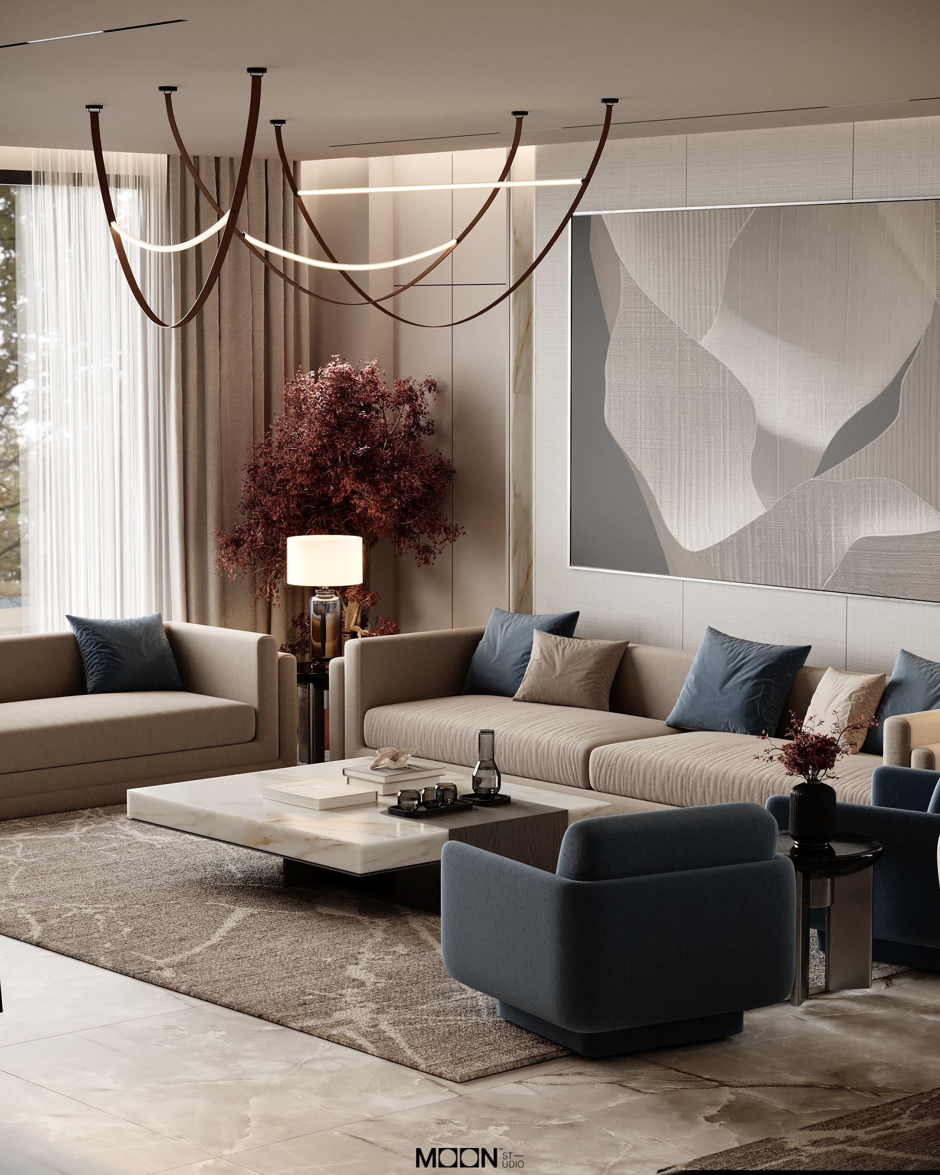 此处desgin可能拼写错误，正确的应该是design，Hall design可翻译为大厅设计 丨Moon Studio-14