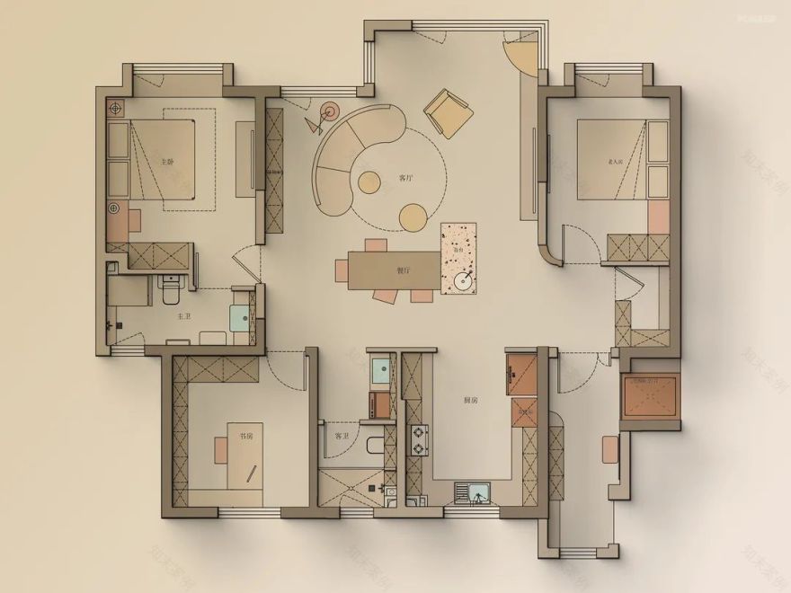 原木白黑 · 155㎡三室自然简约风设计丨清和一舍-53