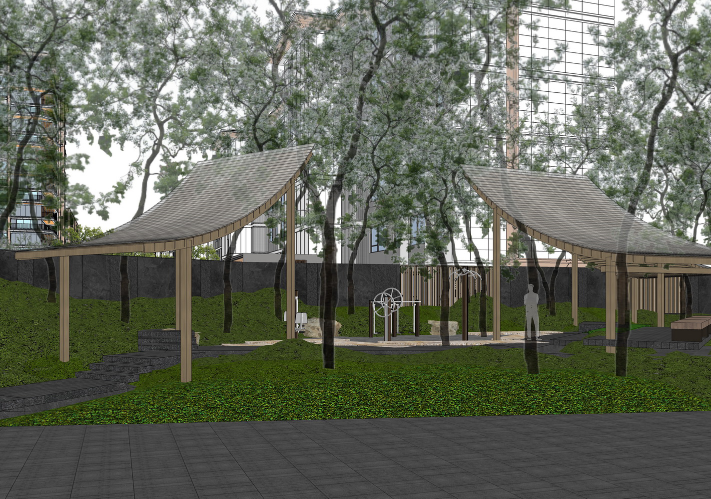 东昌壹号院璞樾大区景观SU模型-1