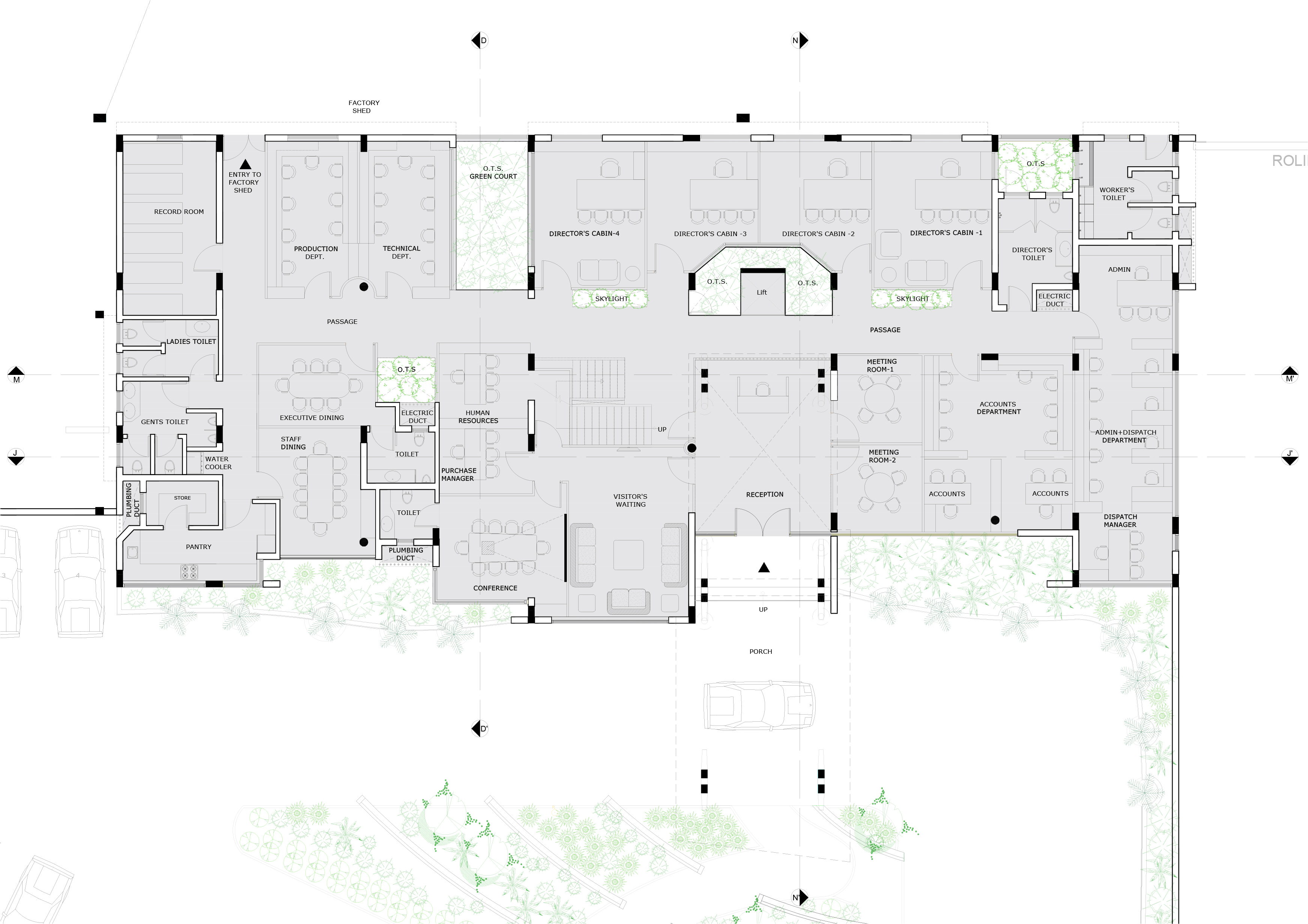 波浪形屋顶的纺织印刷机械制造商总部-25