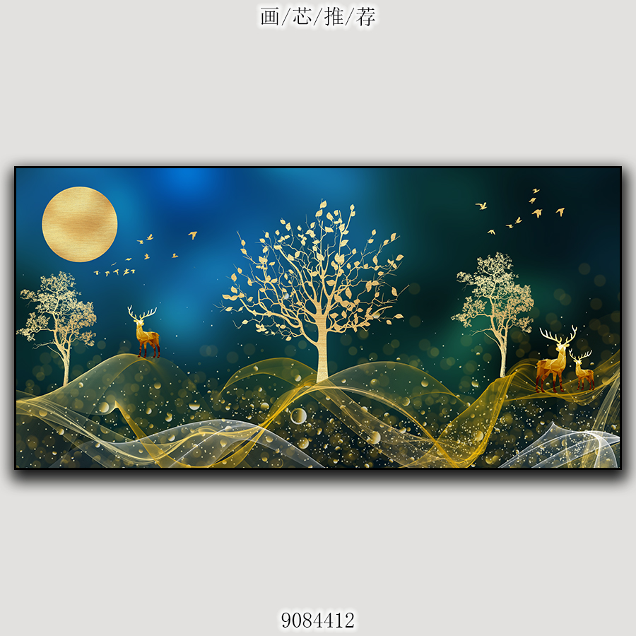 招财福鹿客厅玄关装饰画-8