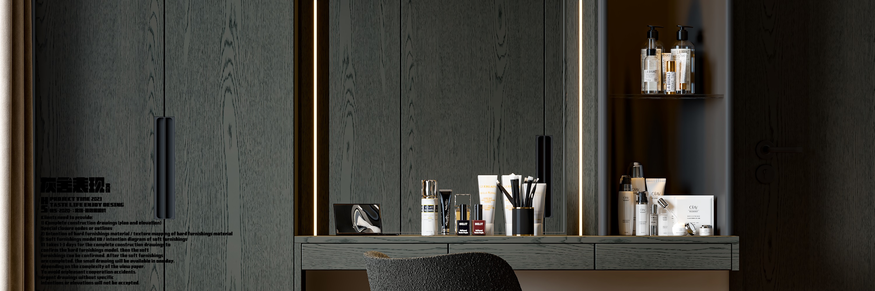 暗黑风大平层装修效果图丨灰舍表现-20