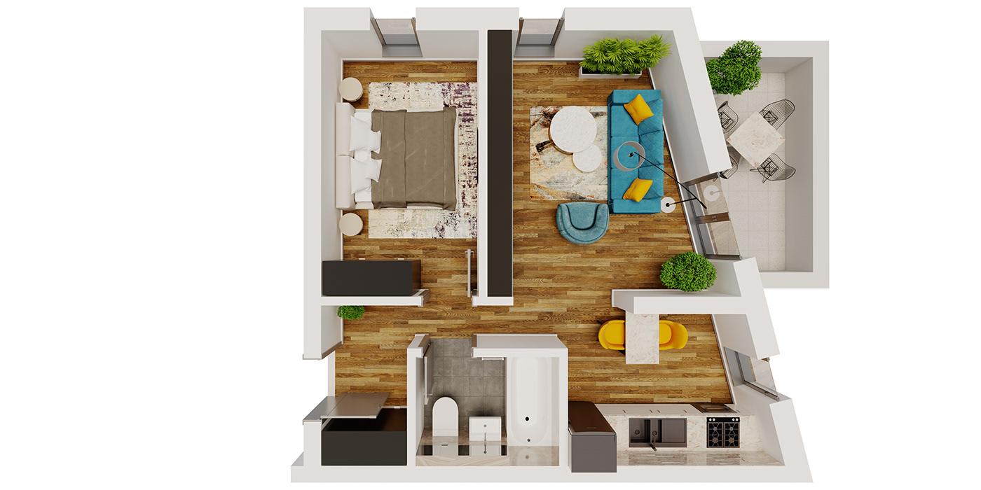 Anastasiya Gushchina丨公寓丨Apartment Floor plan render-2