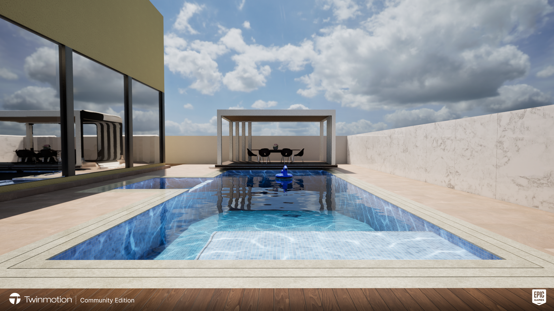 Overflow Pool and Jacuzzi with a Shaded & Dry Seating.-2