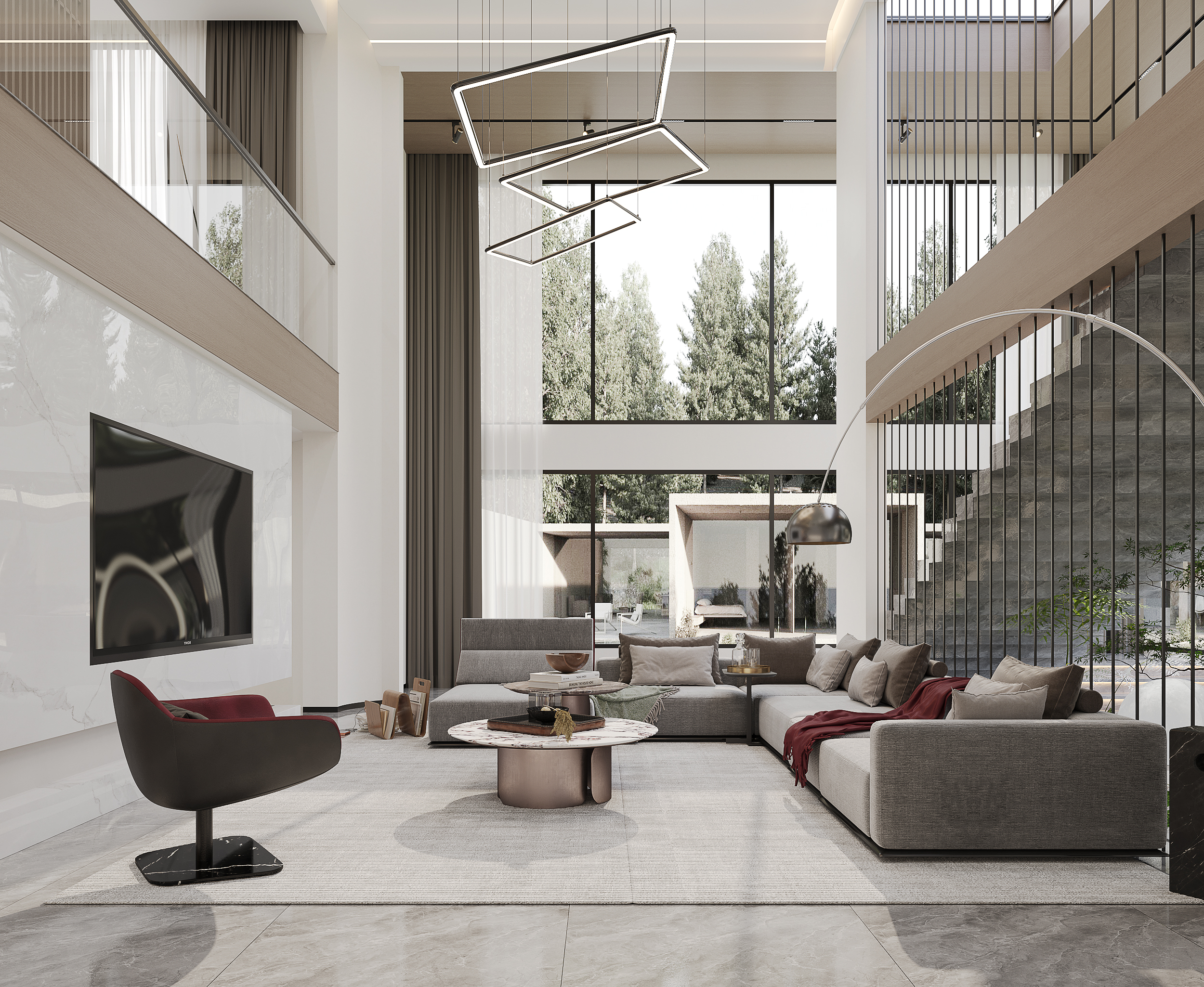 现代别墅装修效果图-1