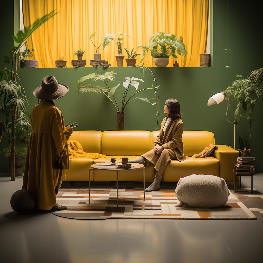 黄色沙发模特-3