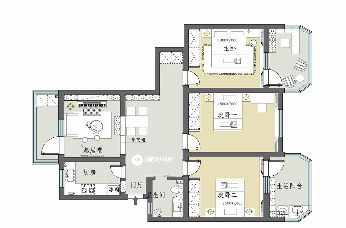 1890 设计丨平层翻新 | 老房变新居的秘诀-2
