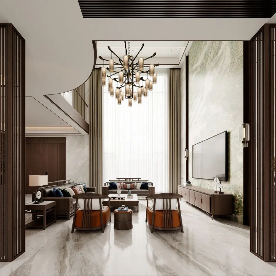 660㎡新中式别墅 牛石丨中国湖南丨纵向·空间设计-12