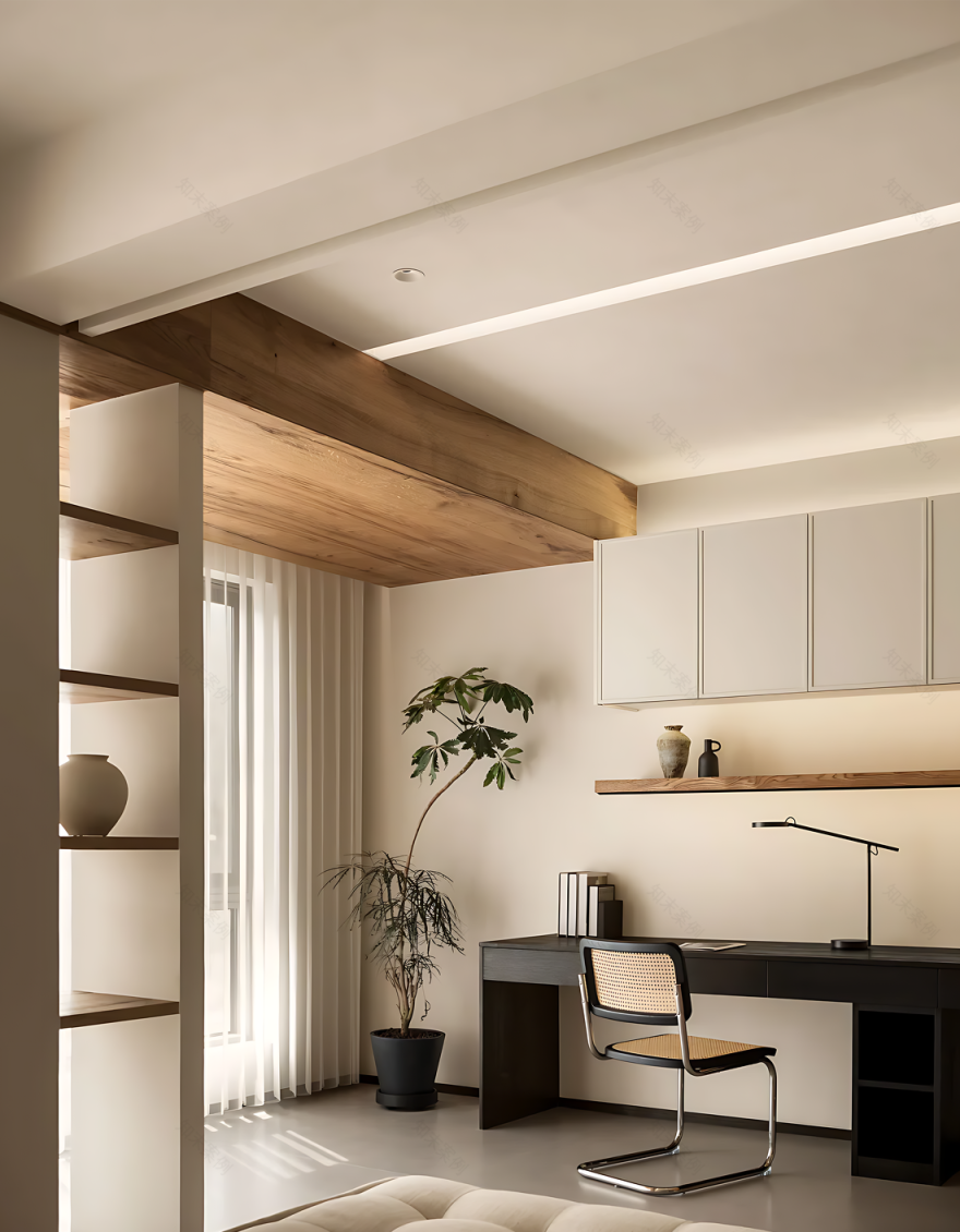 奶油原木风温馨小户型之家设计-14