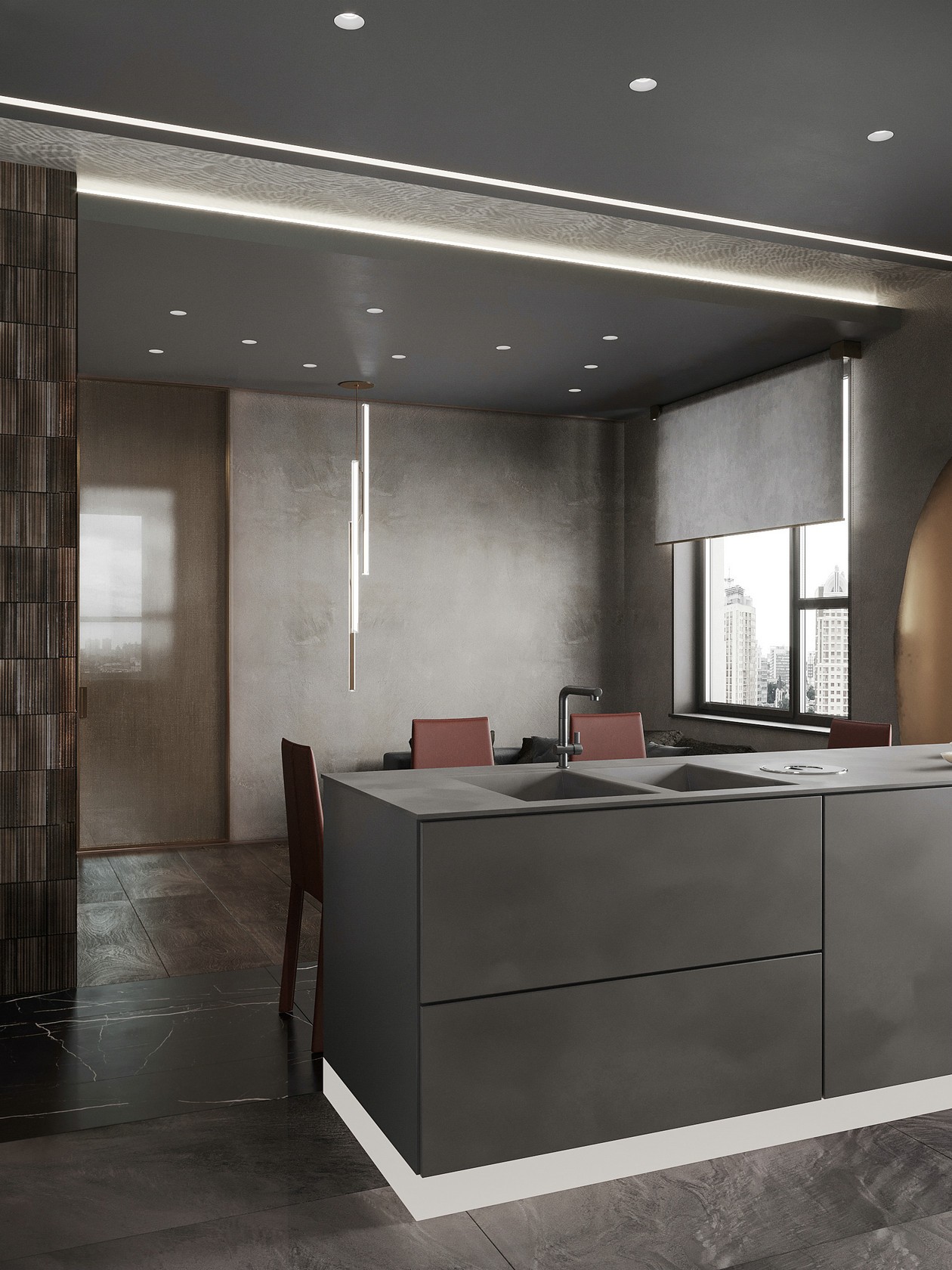 高级黑+砖红色 不同寻常的空间艺境-2