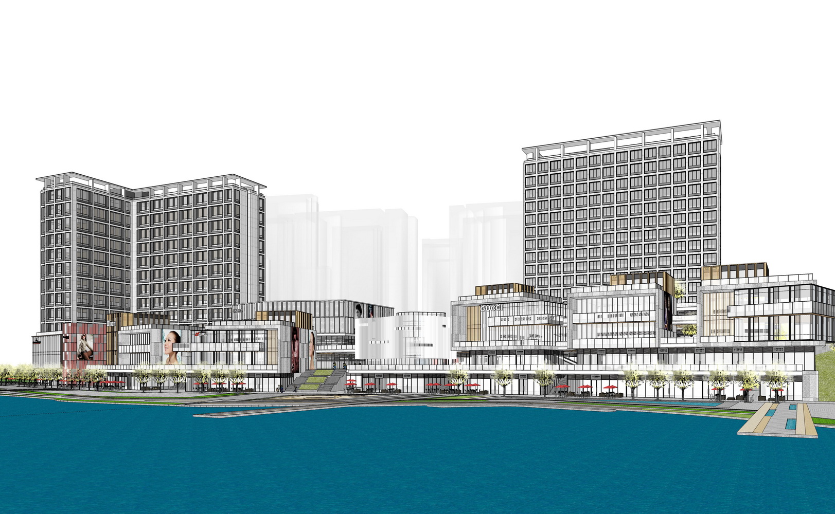 现代商业综合体酒店公寓SU模型-0