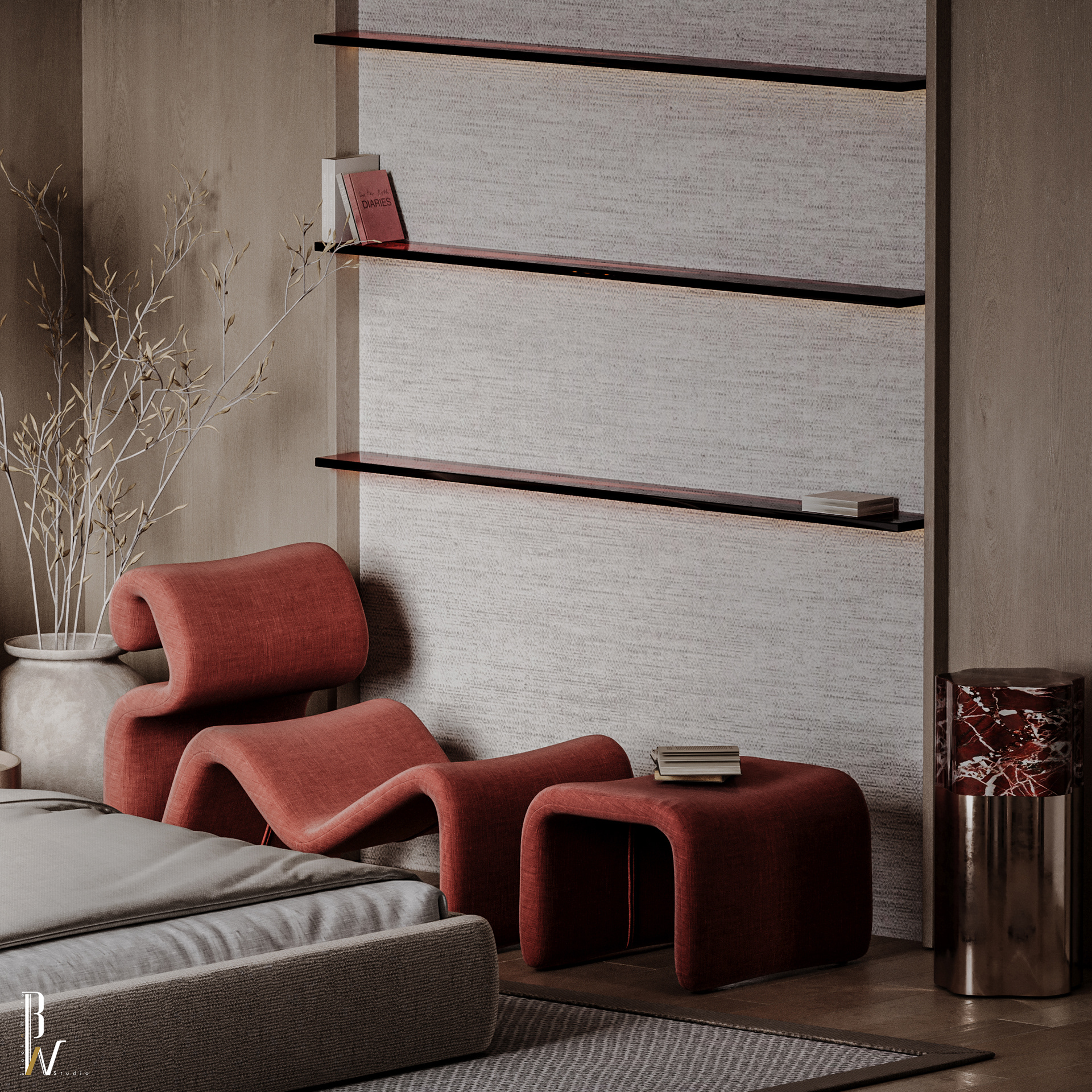 卧室设计丨阿联酋丨Black N White-16