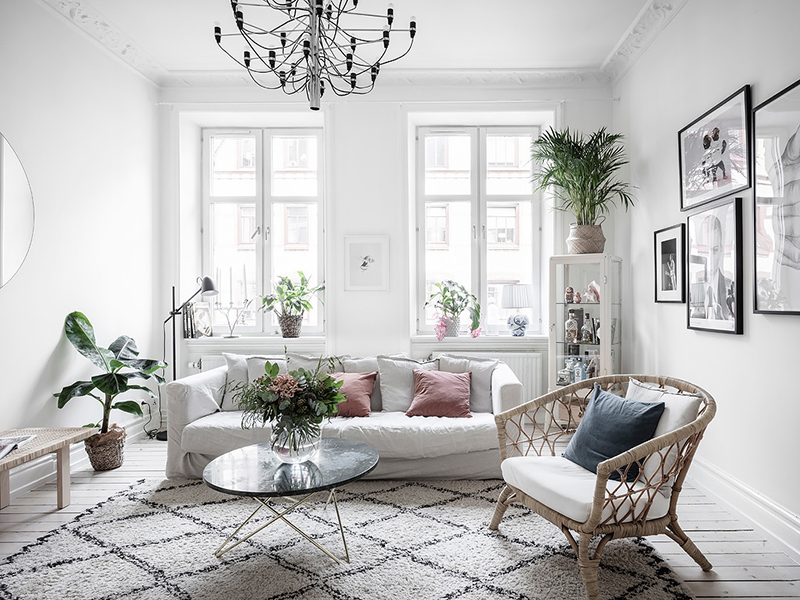 梦幻花卉厨房与雪白客厅 | 哥德堡公寓设计-10