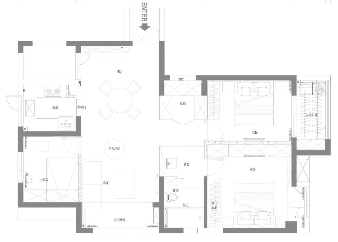 雅盛·城市嘉园 | 现代简约三居室,定制原木柜体构建温暖氛围-17