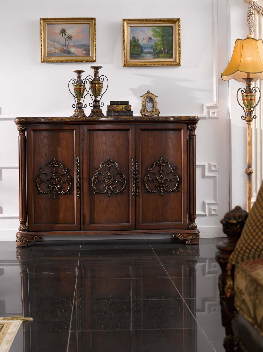 高清古典美式风格 卧室客厅餐厅书房家具场景图片素材-21