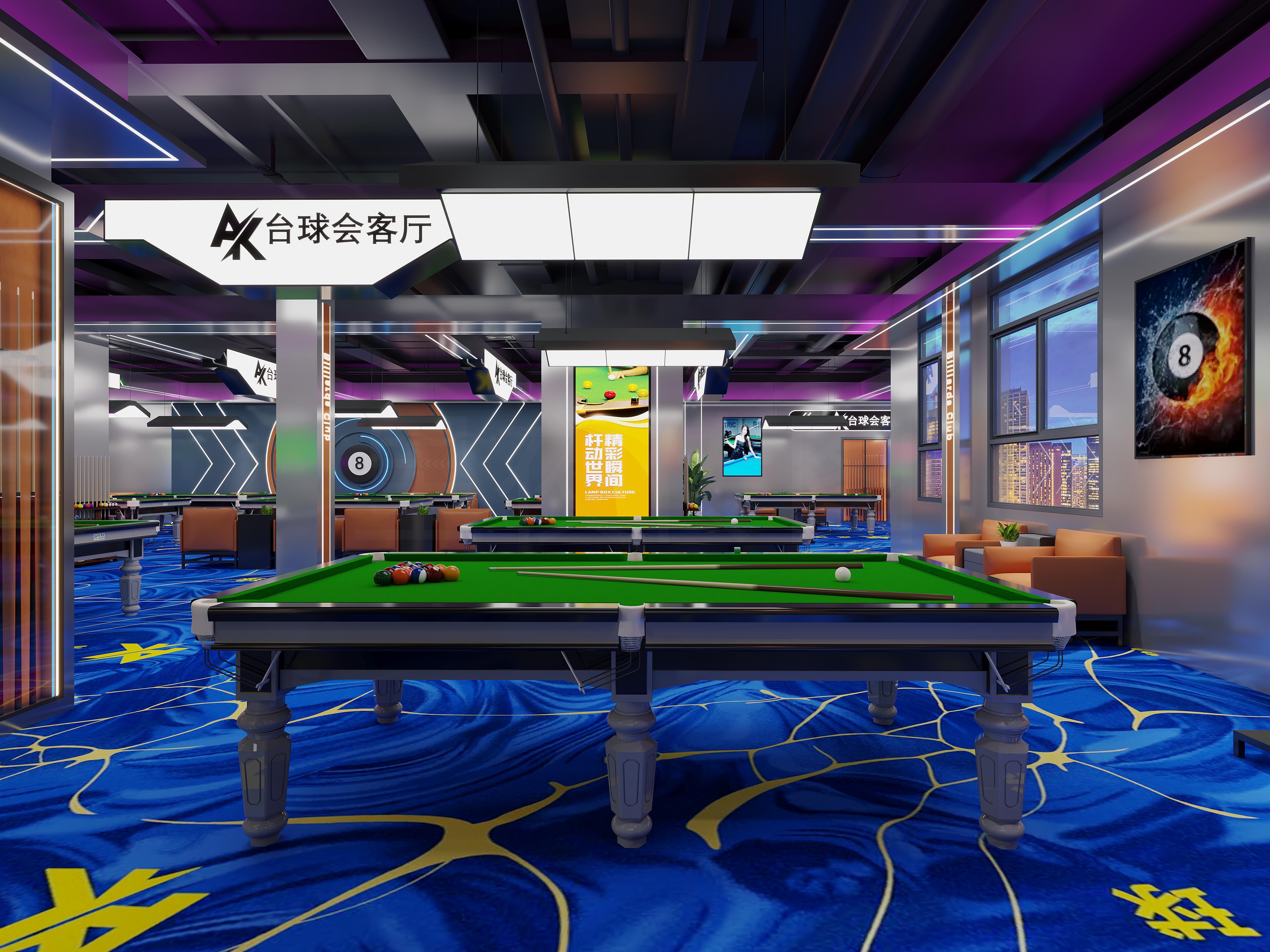 休闲娱乐台球室 黑8效果图表现-3
