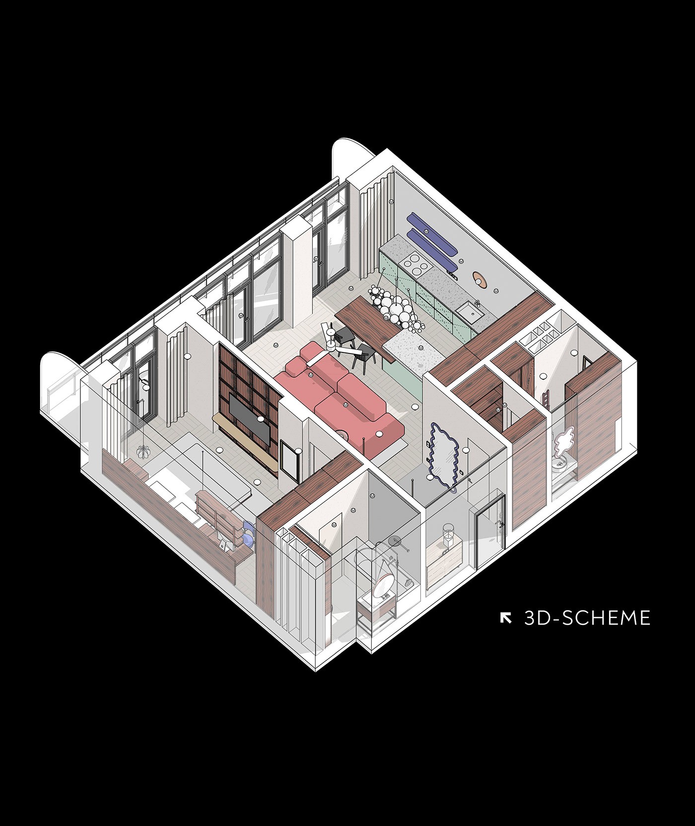 64㎡多彩小空间公寓设计-4