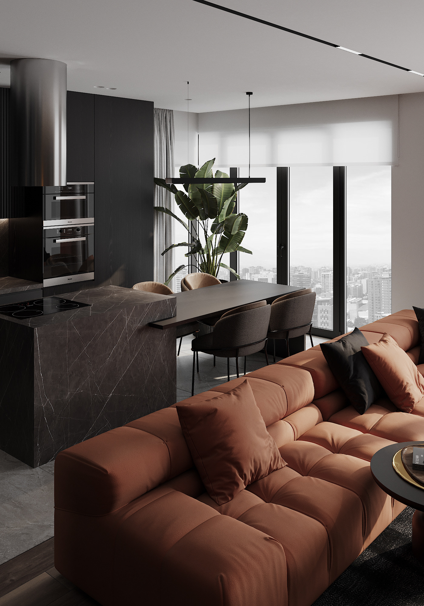 84㎡黑色与橙色 用时尚活力点燃激情夏日                     -3