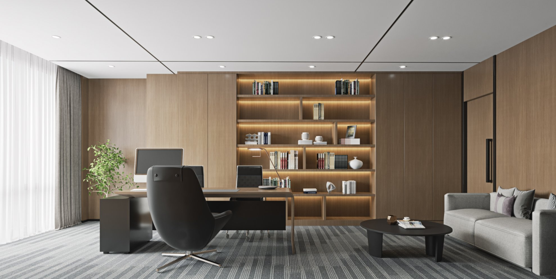 明暗交汇的高级感办公空间-7