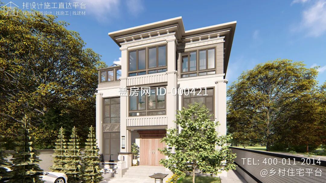 【设计师案例】土建参考造价69万，面宽11.3m×进深11.6m浙江杭州三层新中式别墅-31