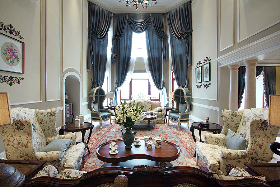 法式简约家装别墅样板房-12