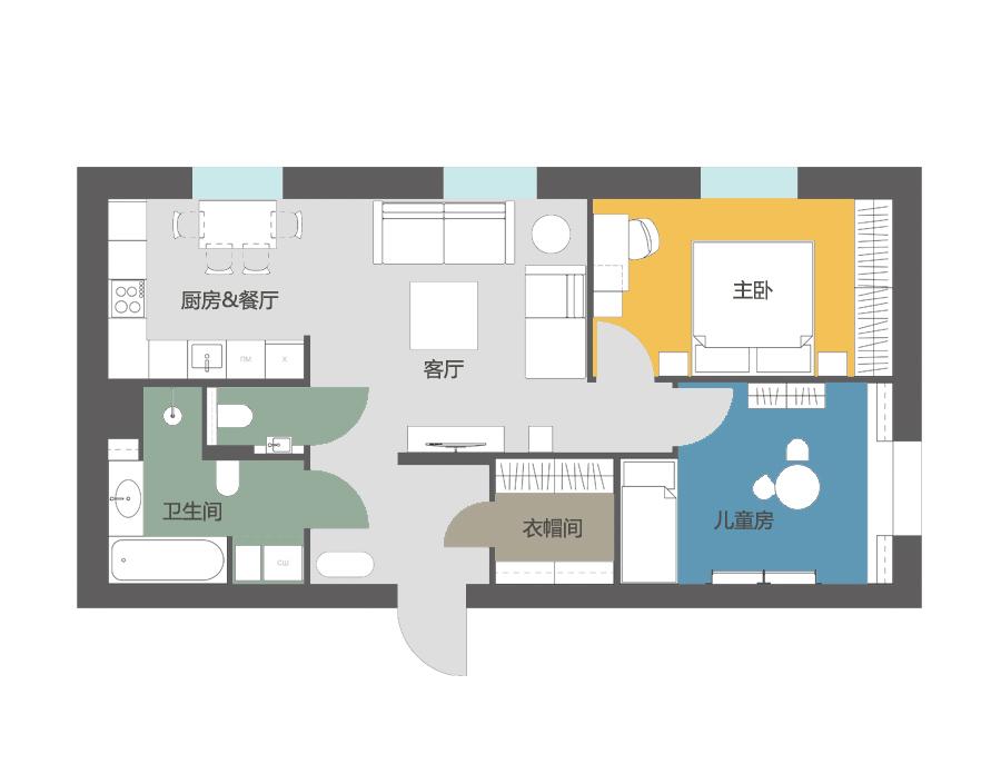 橙色温馨三口之家室内设计-28