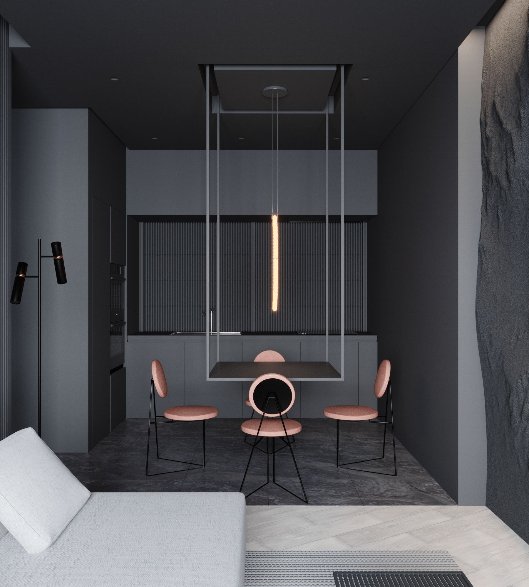 89㎡高级黑色系公寓设计 这也太酷了吧-4