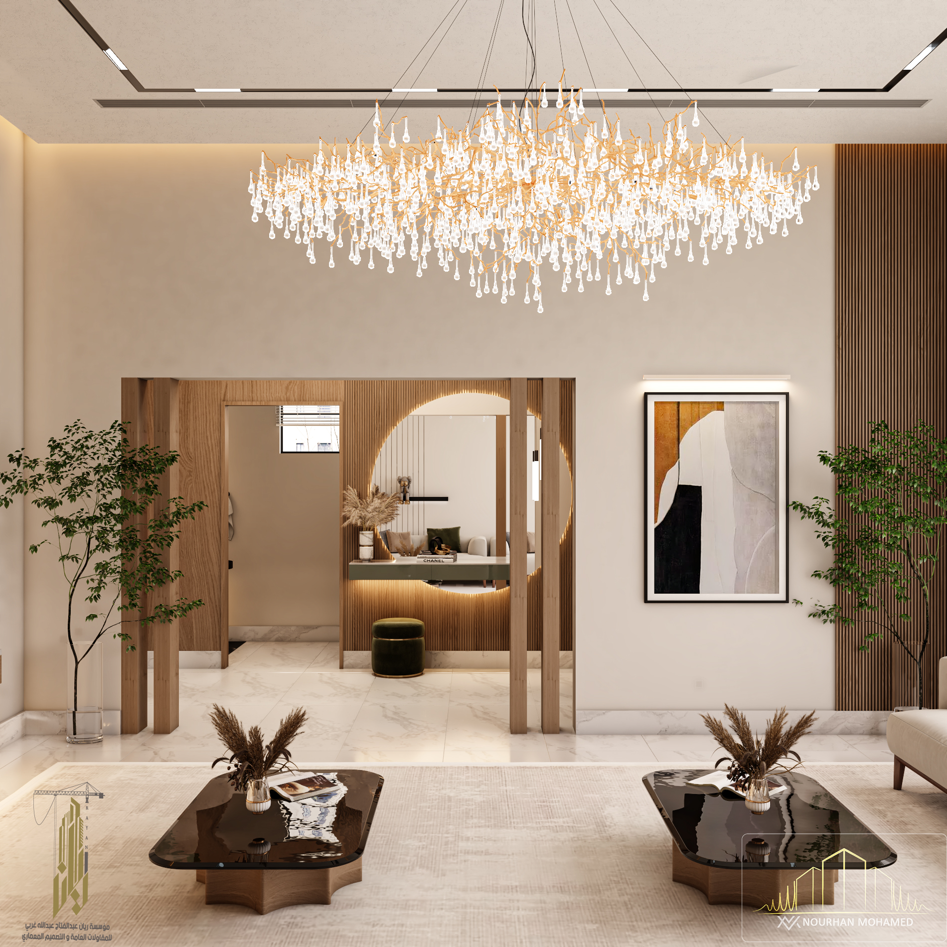 Entrance hall + Salon + Dinning-17