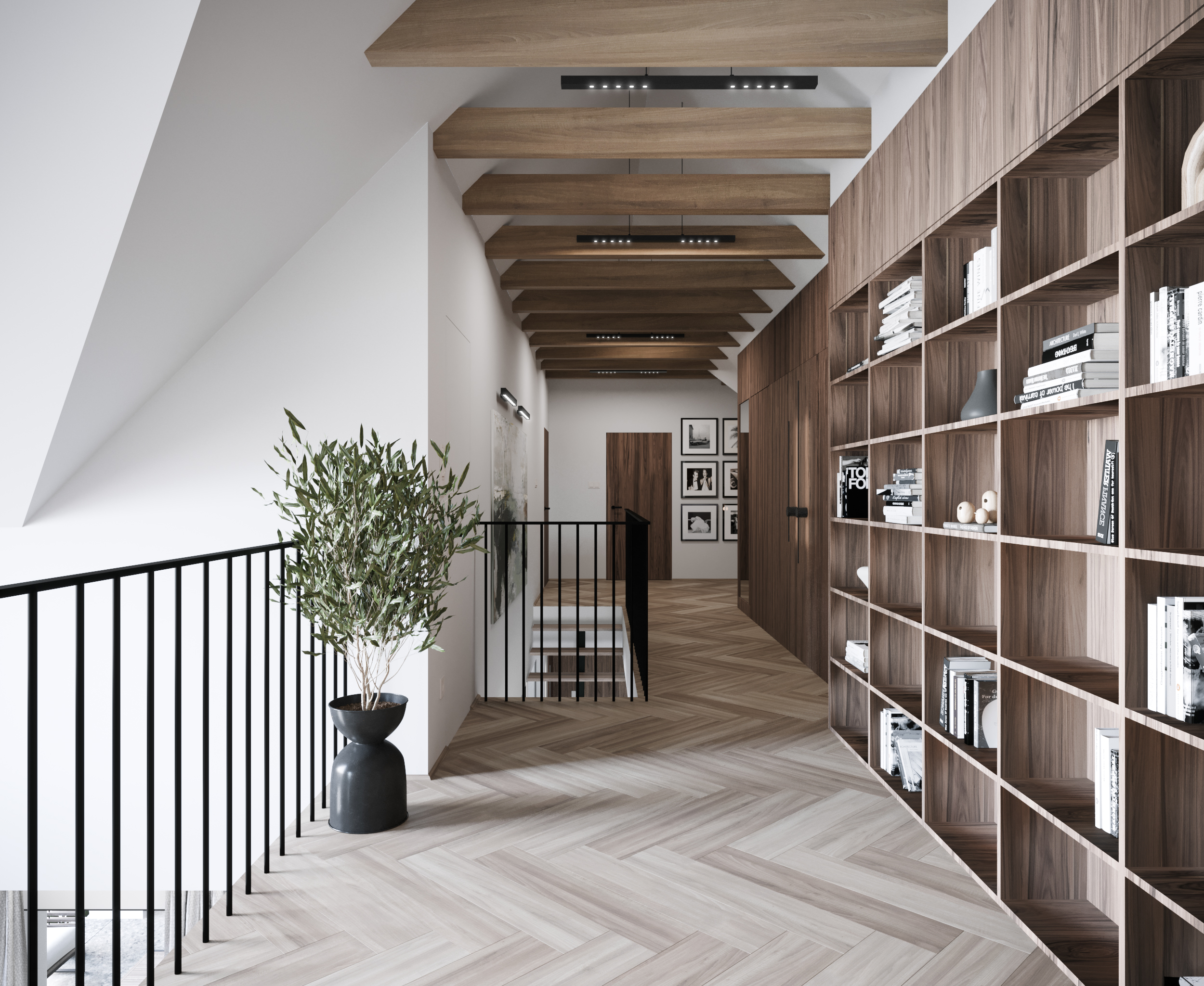 Upstairs hallway | Home library-0