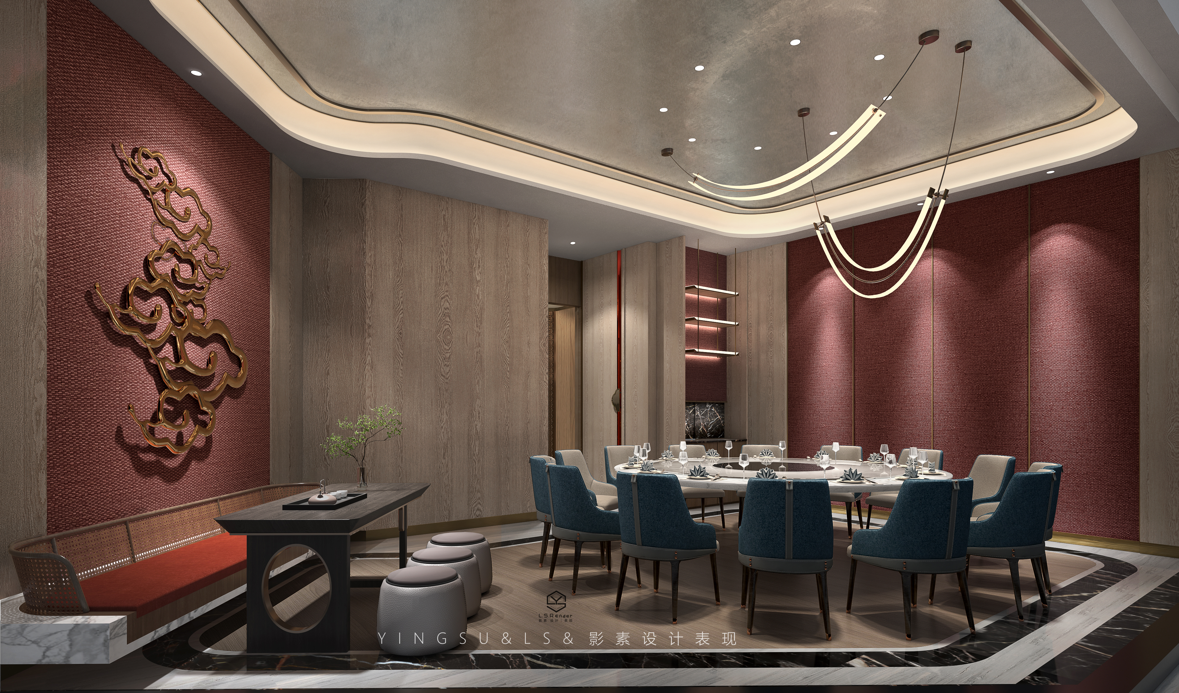 双流大蓉和餐厅设计丨影素设计-14