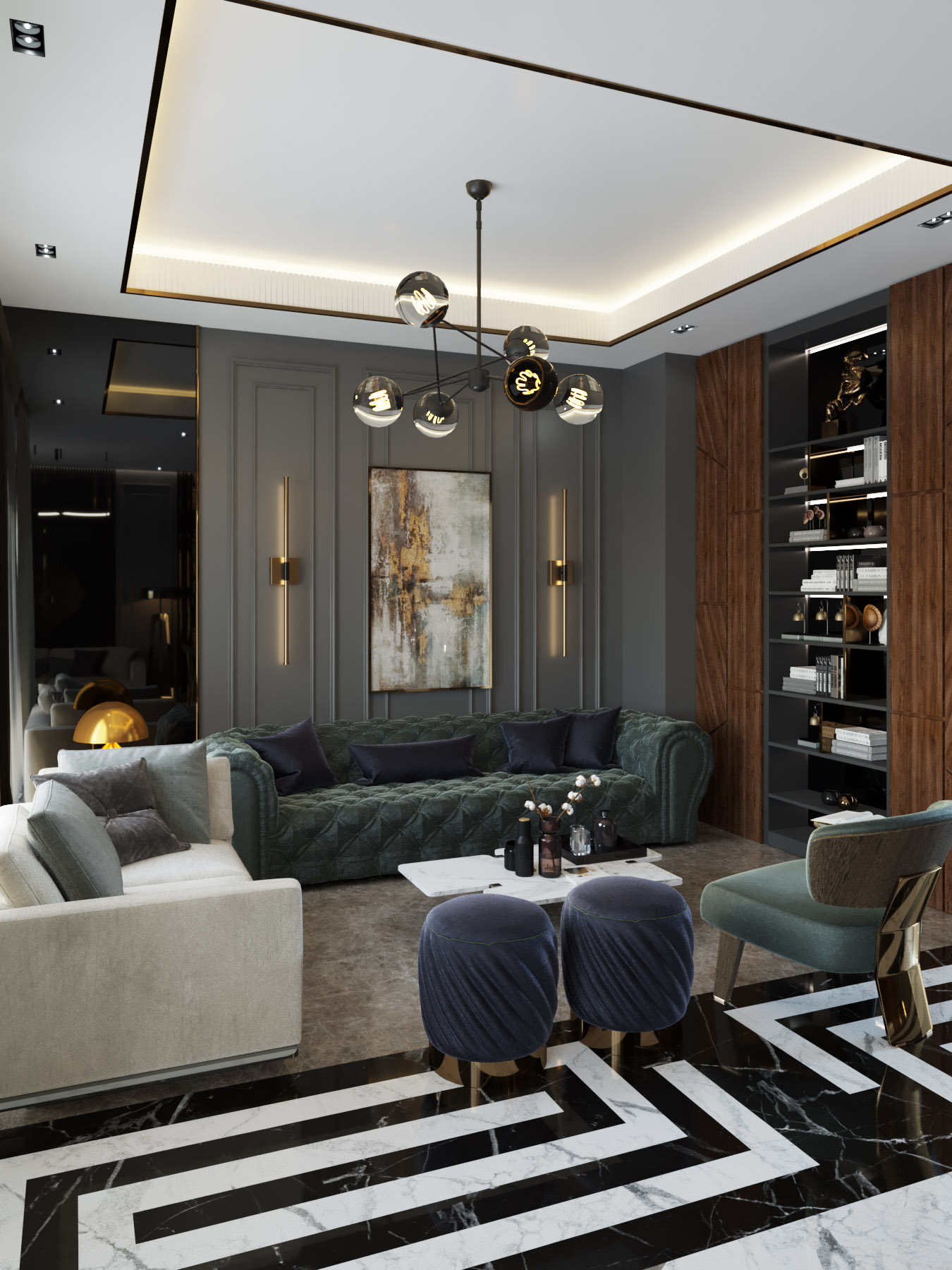 Modern Art Deco 接待处与入口休息室设计丨埃及开罗丨OInteriors Studio-9