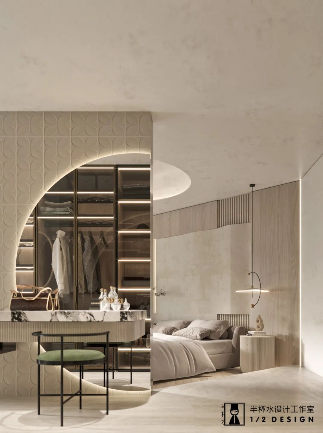 宁波融创慈澜府法式极简风室内设计丨中国宁波丨半杯水设计工作室-48