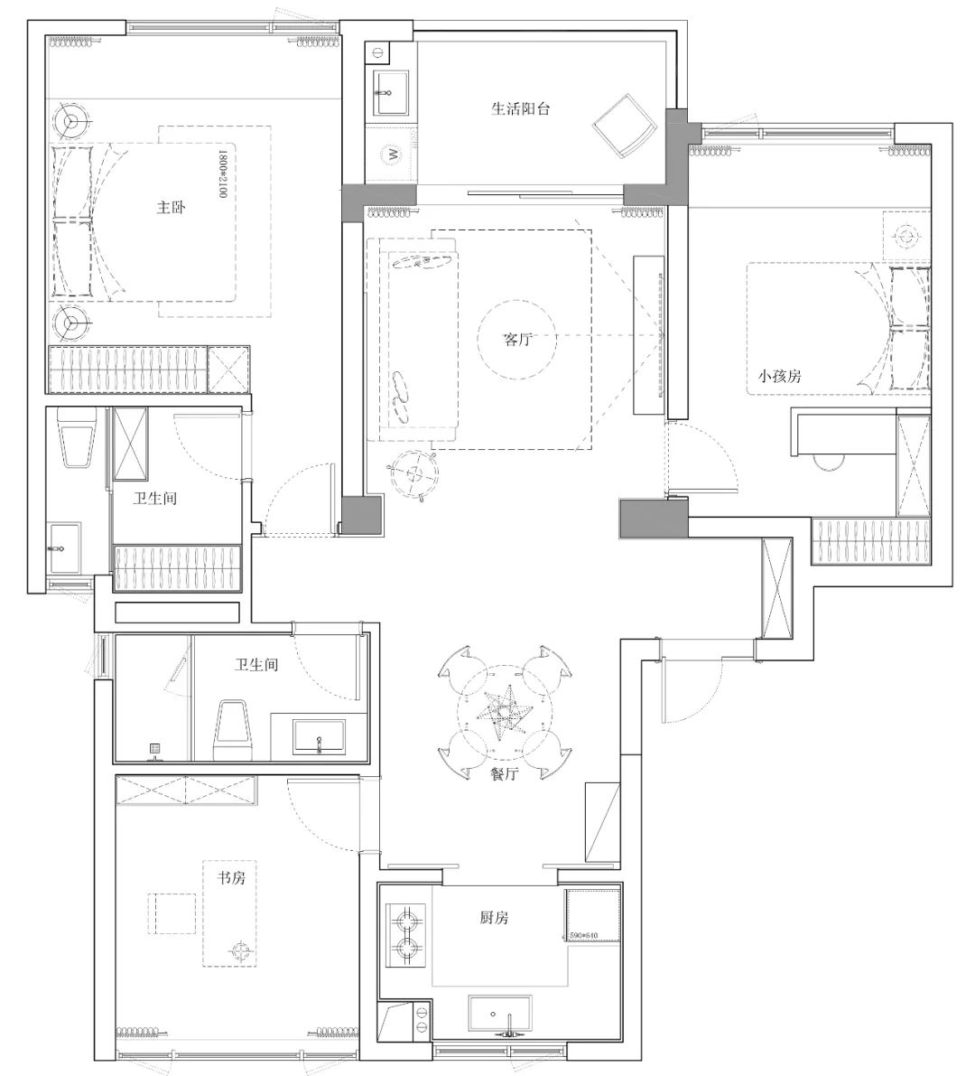 汇港城 120㎡精装房暗色调改造，咖色、蓝色、暖灰色展现沉稳旋律-73