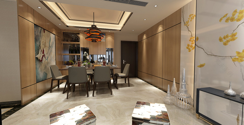 《金风玉露》现代主义全石定制,新中式客厅的火金之舞-14