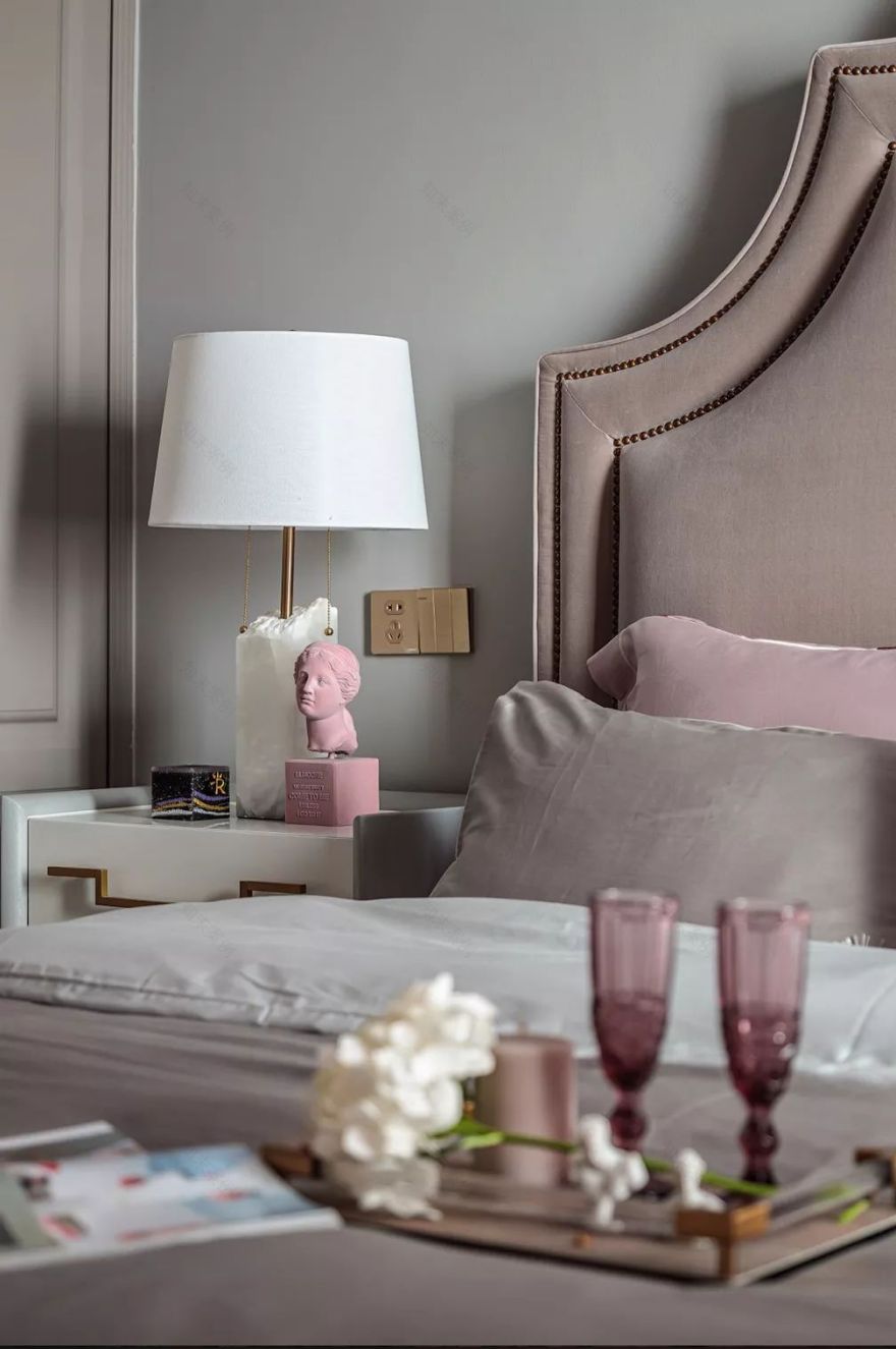 轻奢美式三室两厅,粉色与灰色的浪漫碰撞-46
