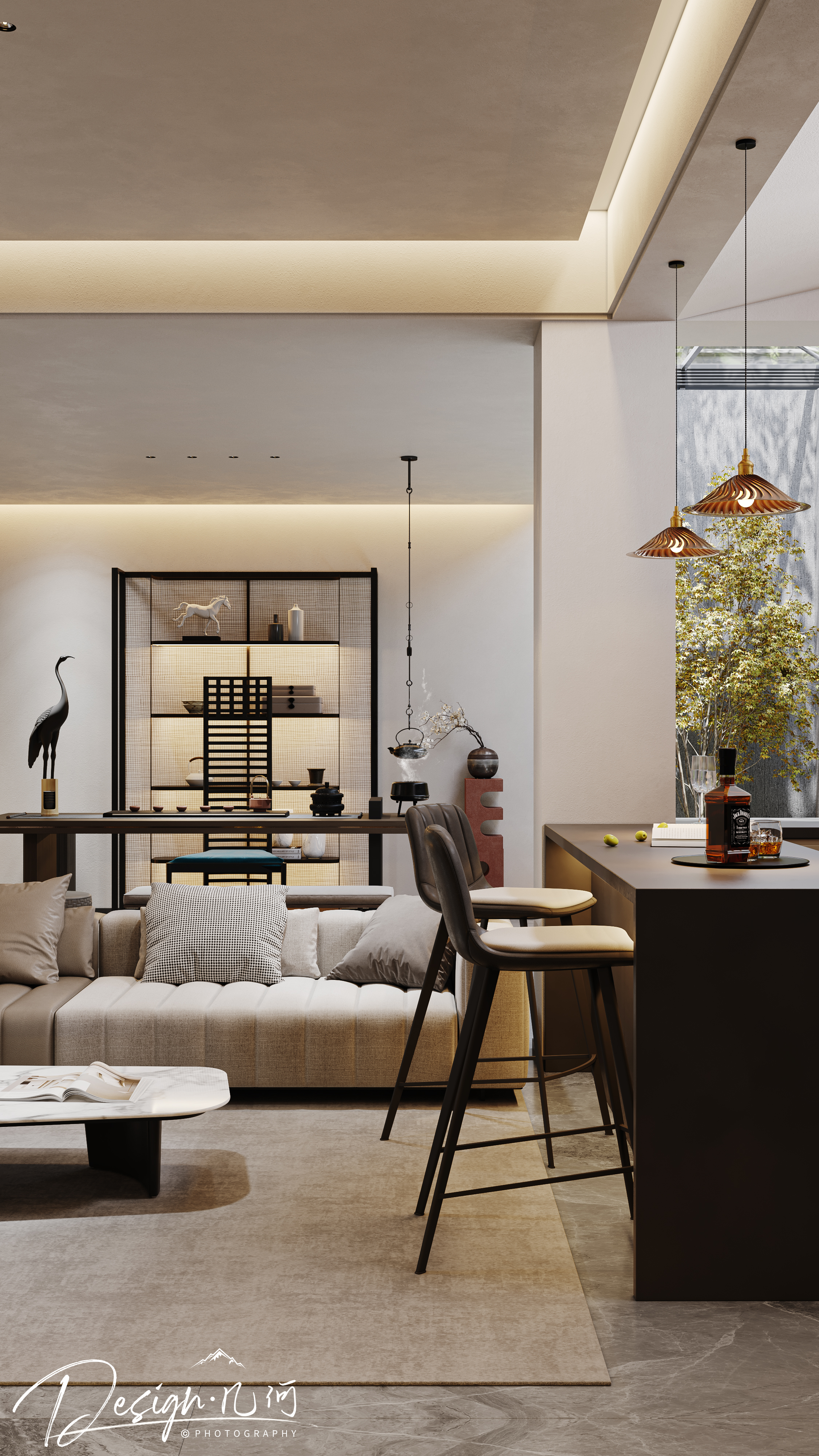 几何空间视觉表现 | 琥珀山庄现代地下室-16