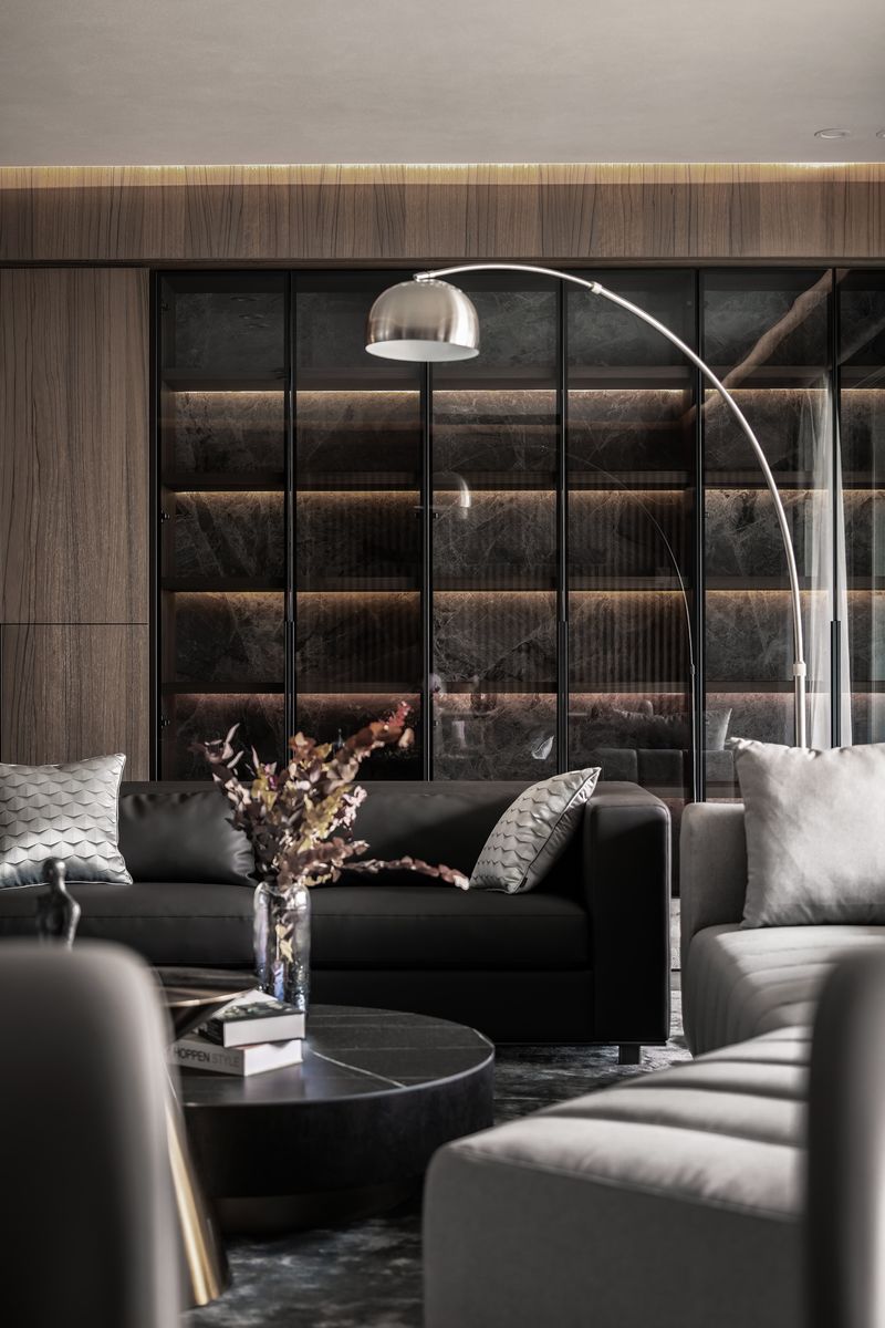 现代简约山语清晖，乐高模型与石材质感的空间对话-4