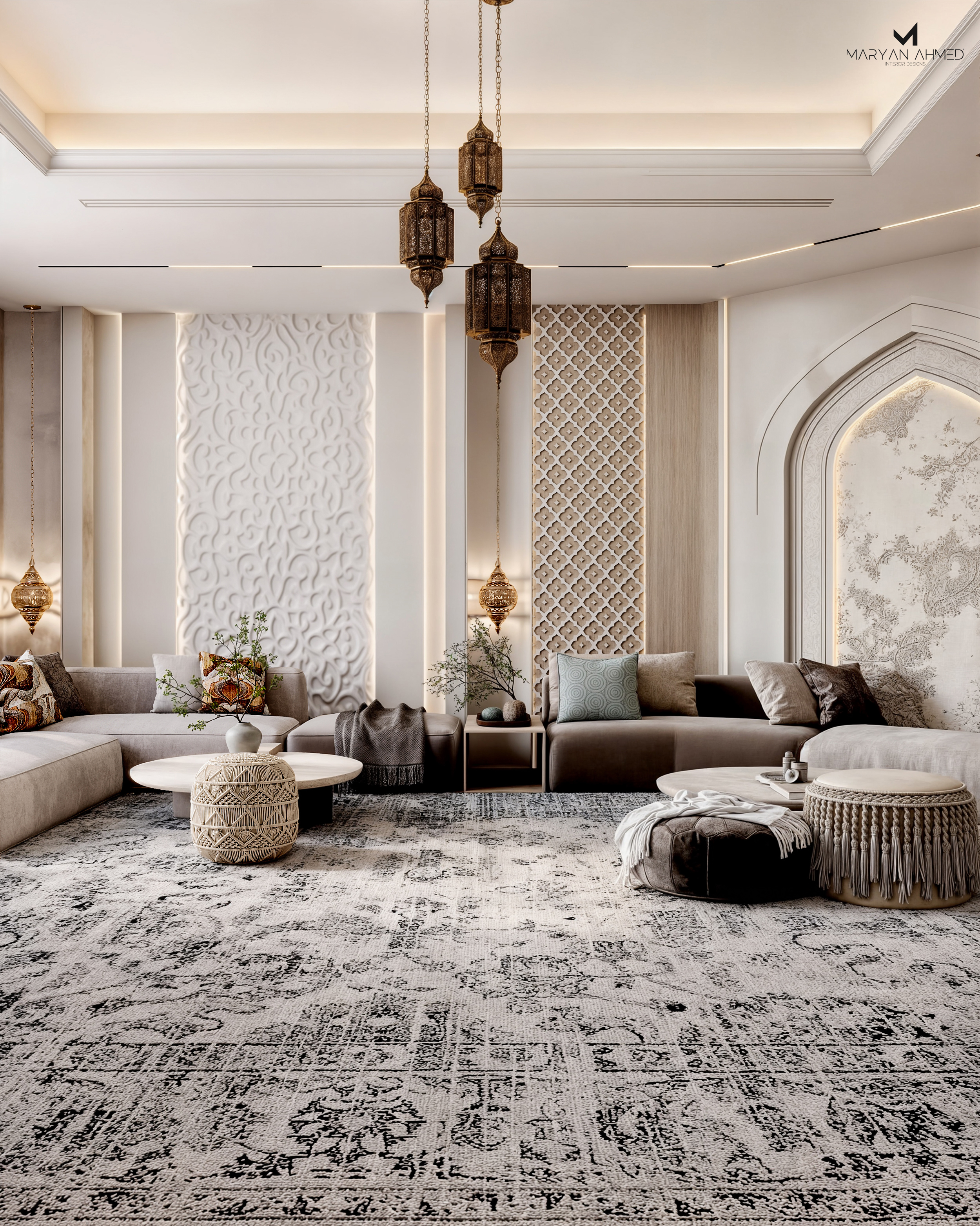 Islamic living room design（伊斯兰客厅设计）丨埃及开罗丨Maryan Ahmed Designs-4