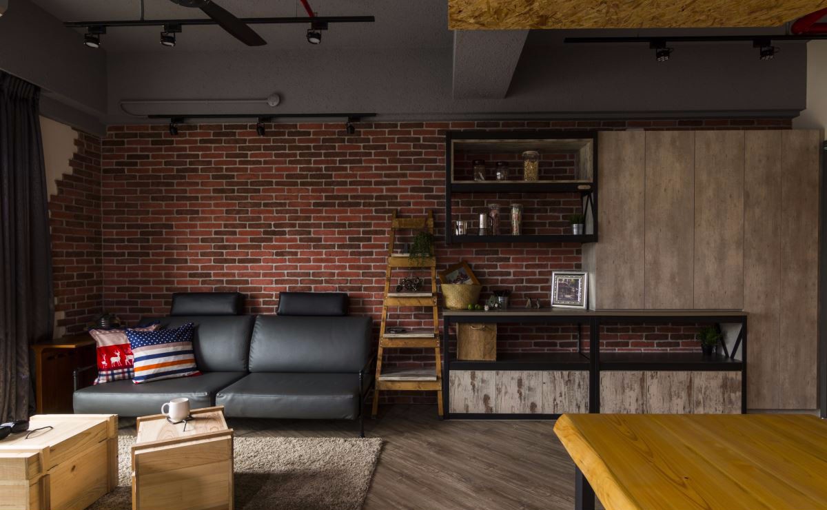 25 坪工业风幸福婚房，裸露砖墙与铁艺的完美融合-5