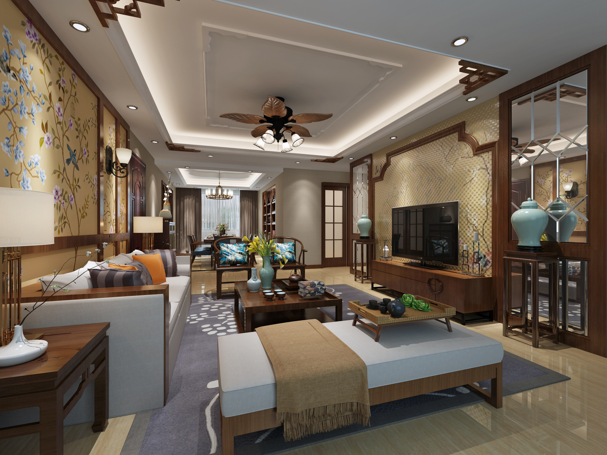 新中式 中式古典 奢华家装别墅样板房-14-34