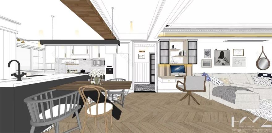 南京 124㎡现代美式混搭家居,开放式厨房、飘窗改造亮点多-25
