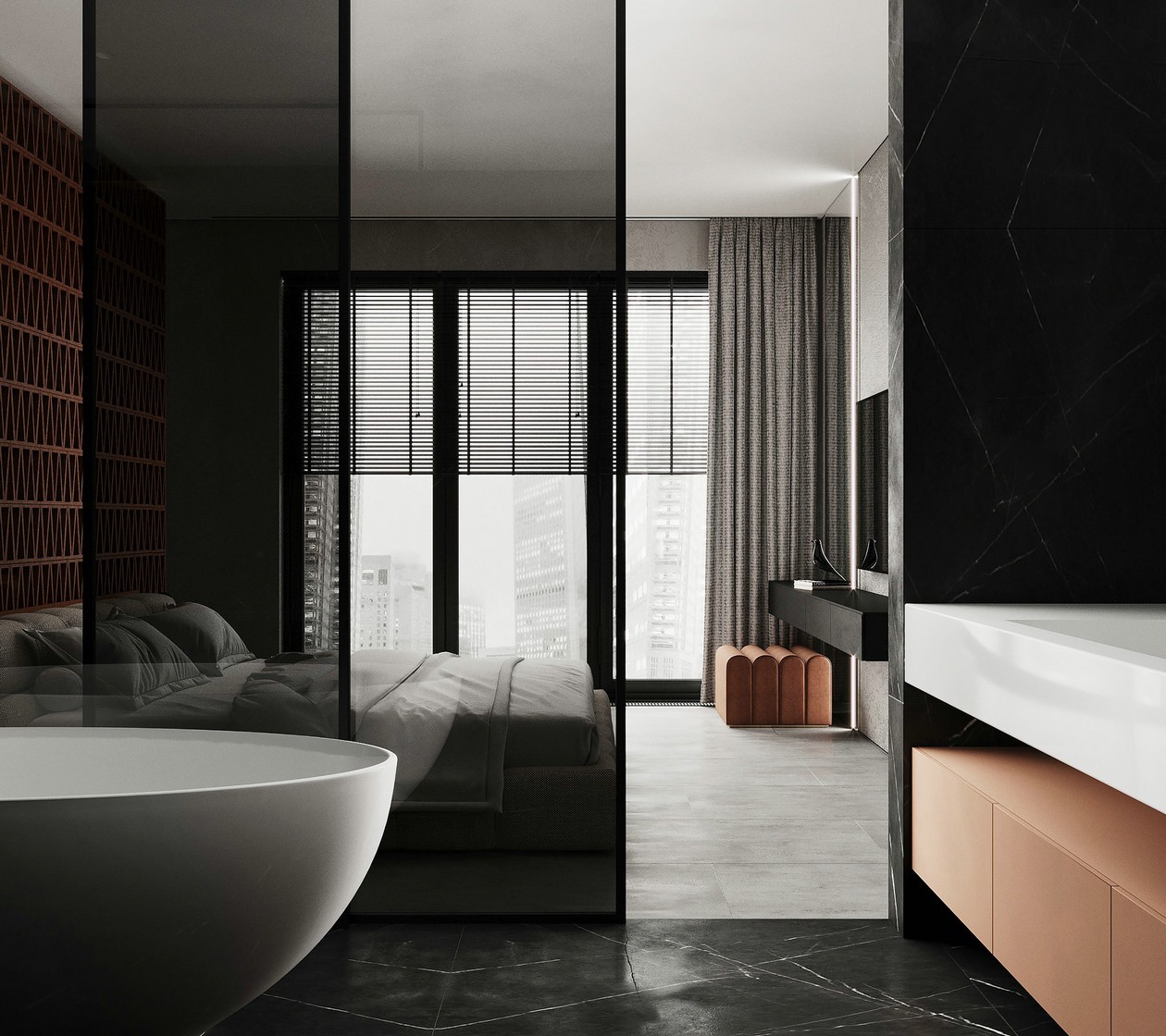 91㎡深色系公寓设计 既沉稳又有设计感！-12