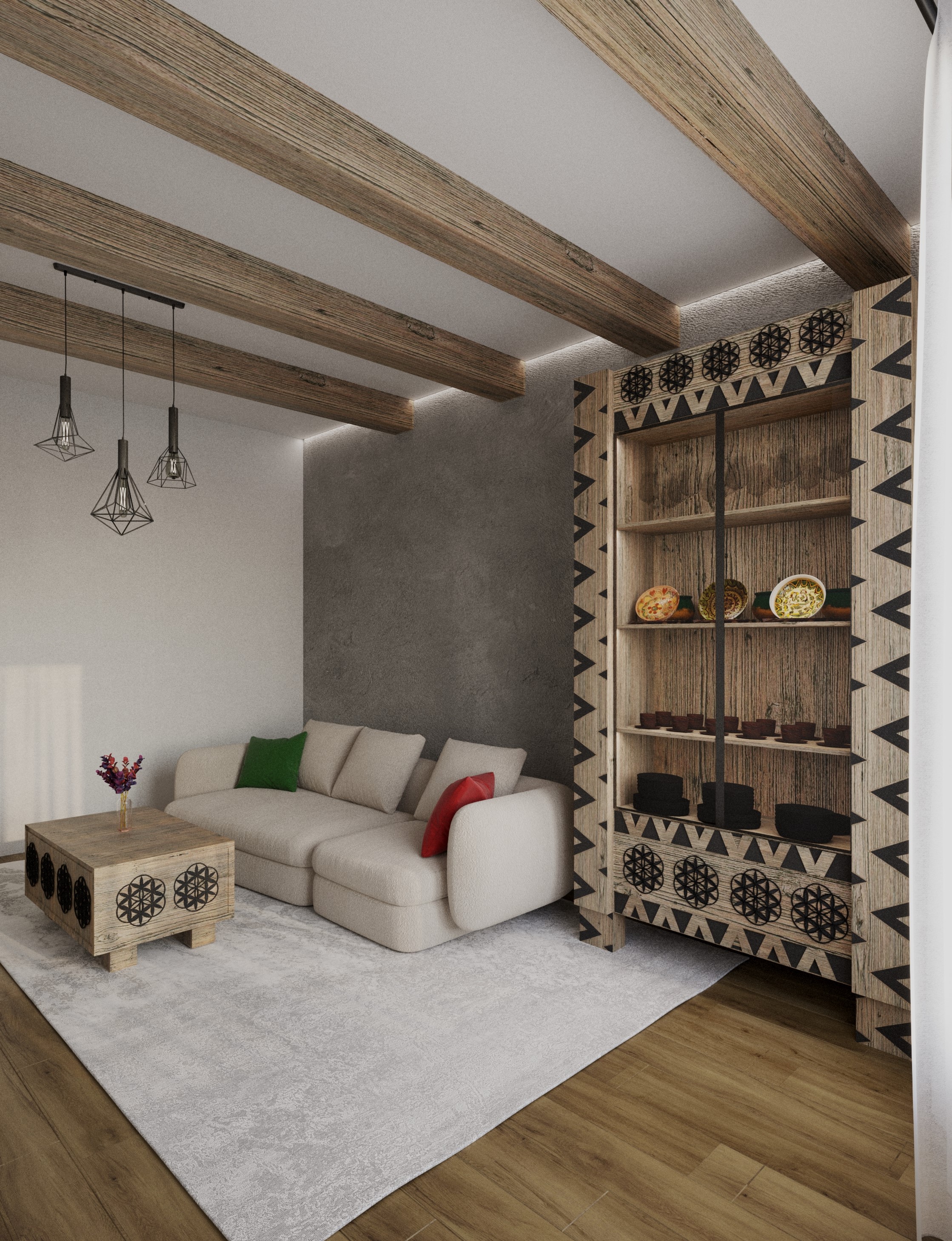 民族风格室内设计（现代客厅对胡楚尔图案的演绎）-6