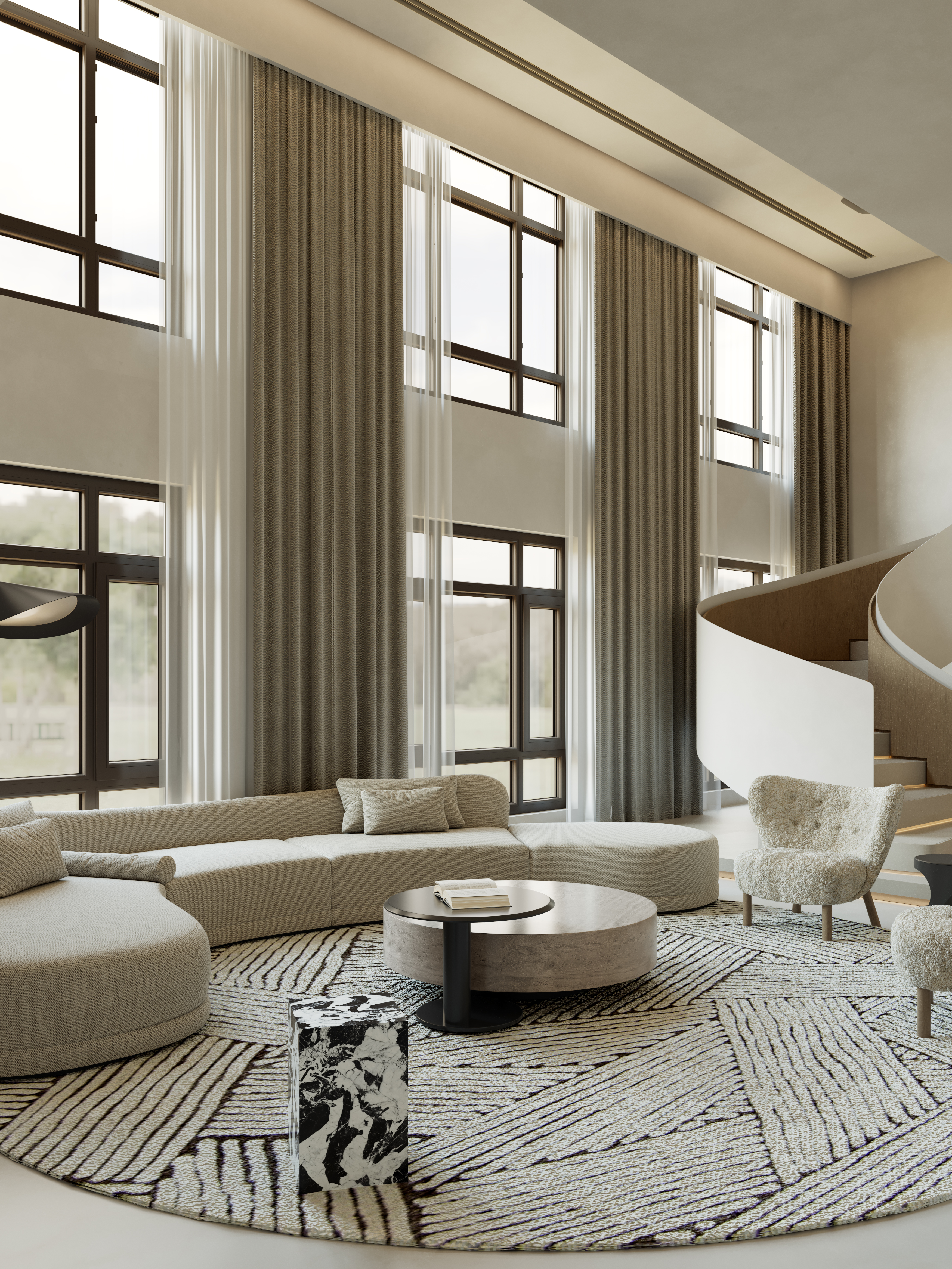 白色系挑空别墅丨佐尚视觉-3