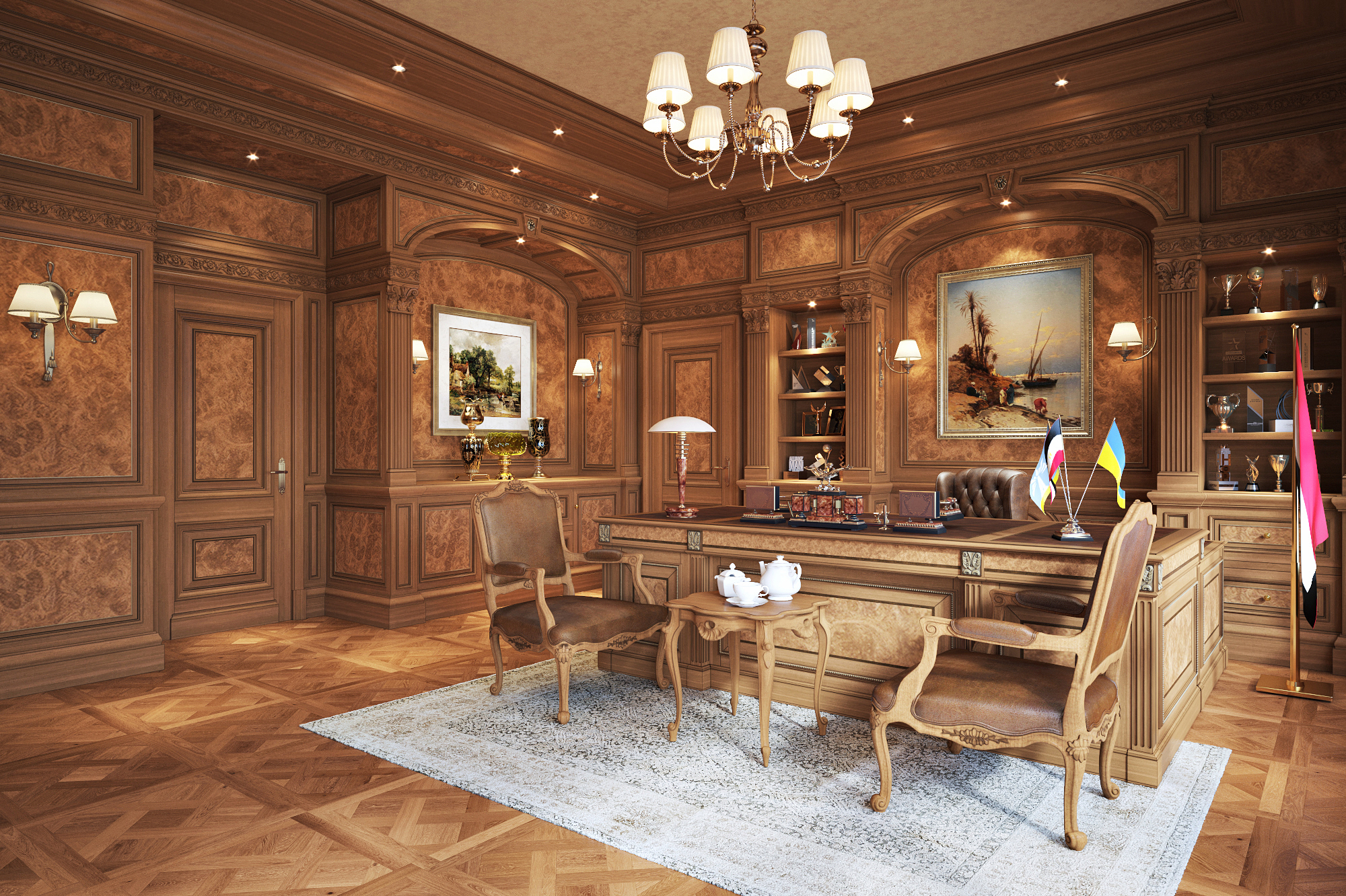 Luxury Classic Office Interior-0