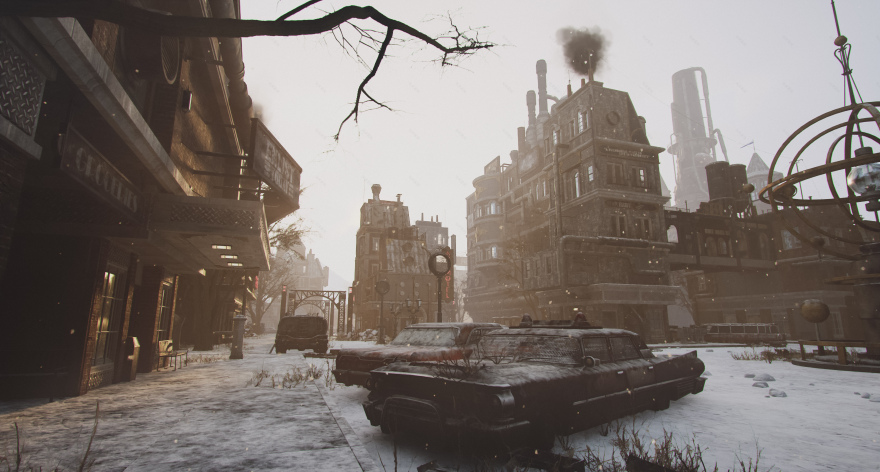 UE5 Dieselpunk winter city level (third-person) map-30