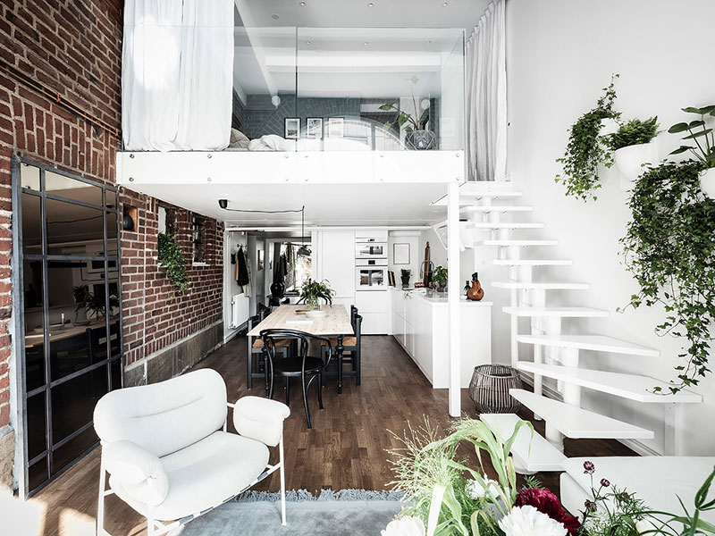 瑞典工业风小公寓 | 高挑空间与巨型窗户的完美结合-6